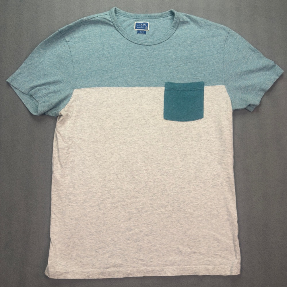 J. Crew Slim Pocket Tee Medium Blue Grey Colorblock Short Sleeve T-Shirt
